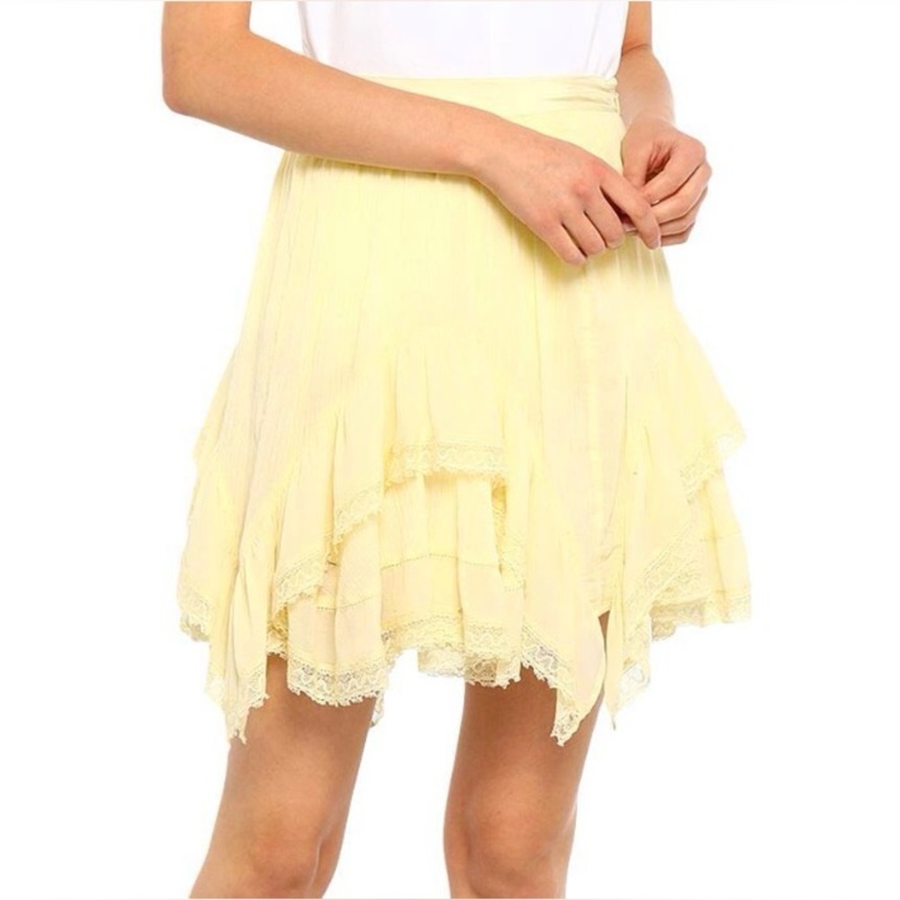 Ulla Johnson Pale Yellow Tiered Mini Skirt